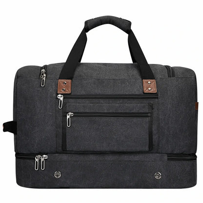 Fashion Vintage Canvas Large Travel Bag duffle bags witzman a8010 #color_black