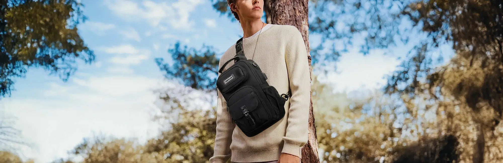 travel sling bags for men black witzman