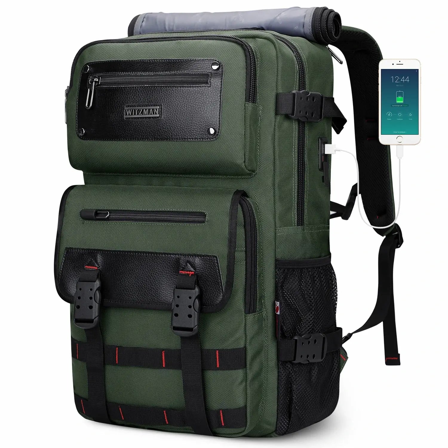 Carry On Travel Backpack for Men Nylon Bag 45L #color_green