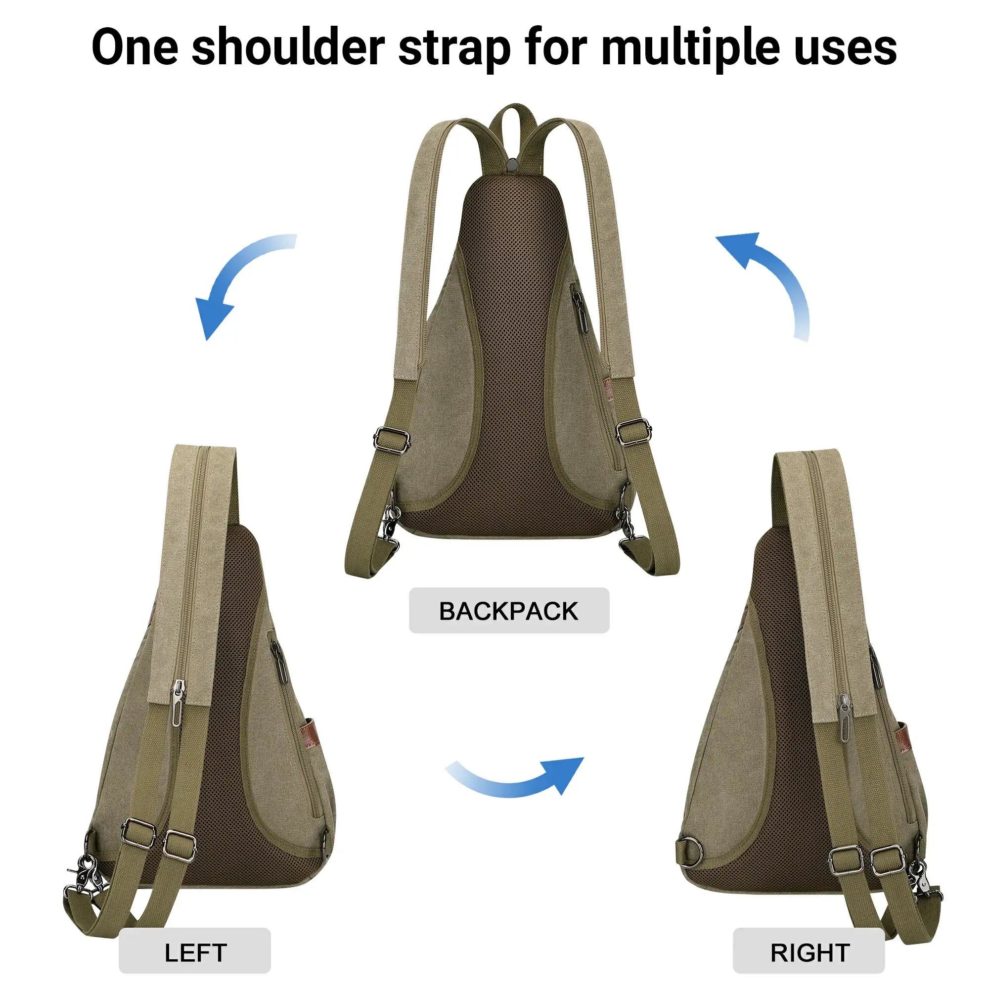 a8004 Canvas Sling Bag for Men Women #color_green