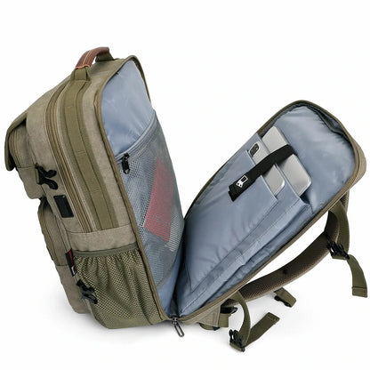 Men’s Canvas Travel Backpack TSA Vintage Carry-On Bag A8012