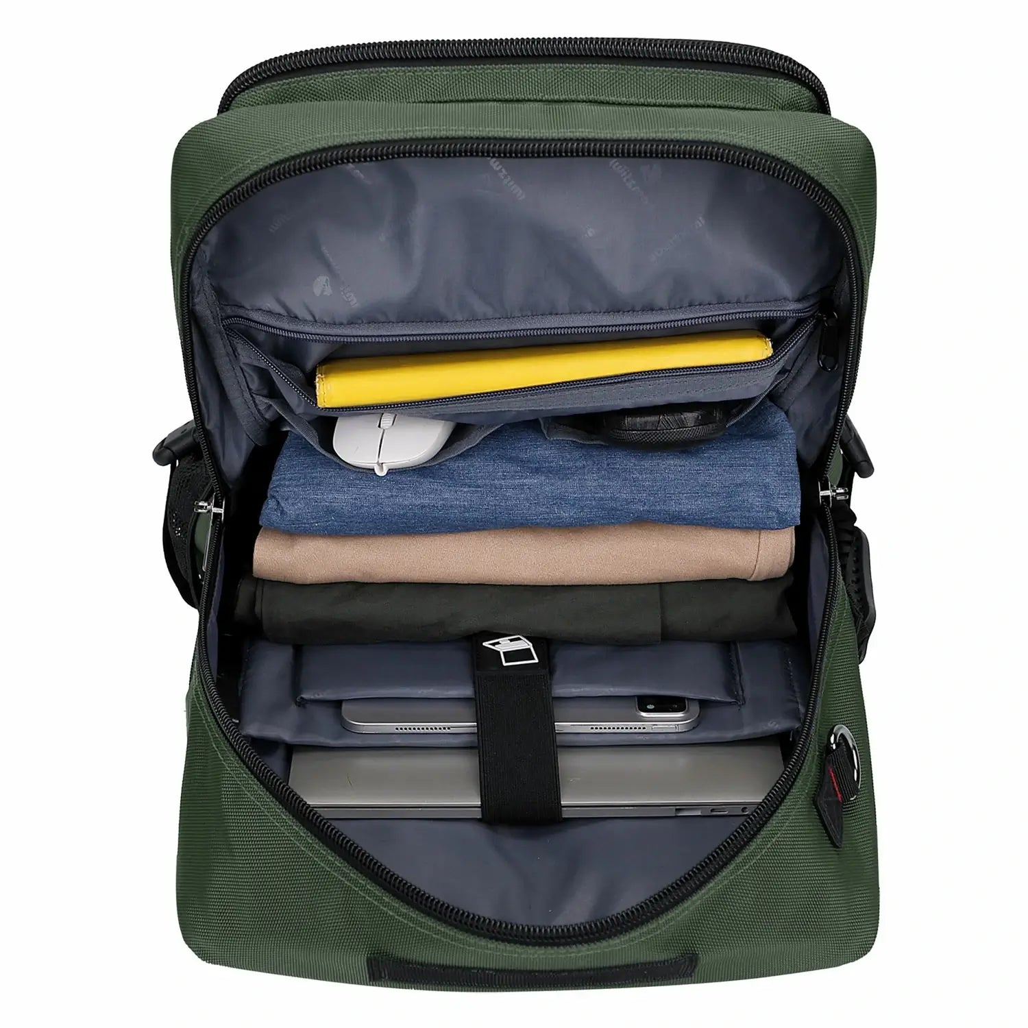 Carry On Travel Backpack for Men Nylon Bag 45L #color_green