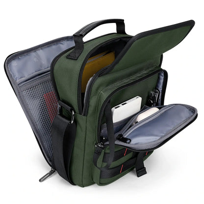 WITZMAN B708 men’s lightweight nylon crossbody bag with front MOLLE webbing - green messenger bag