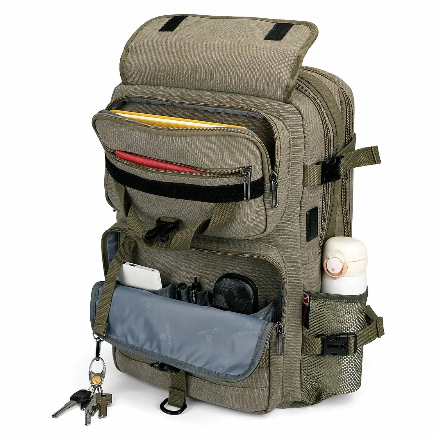 Men’s Canvas Travel Backpack TSA Vintage Carry-On Bag A8012