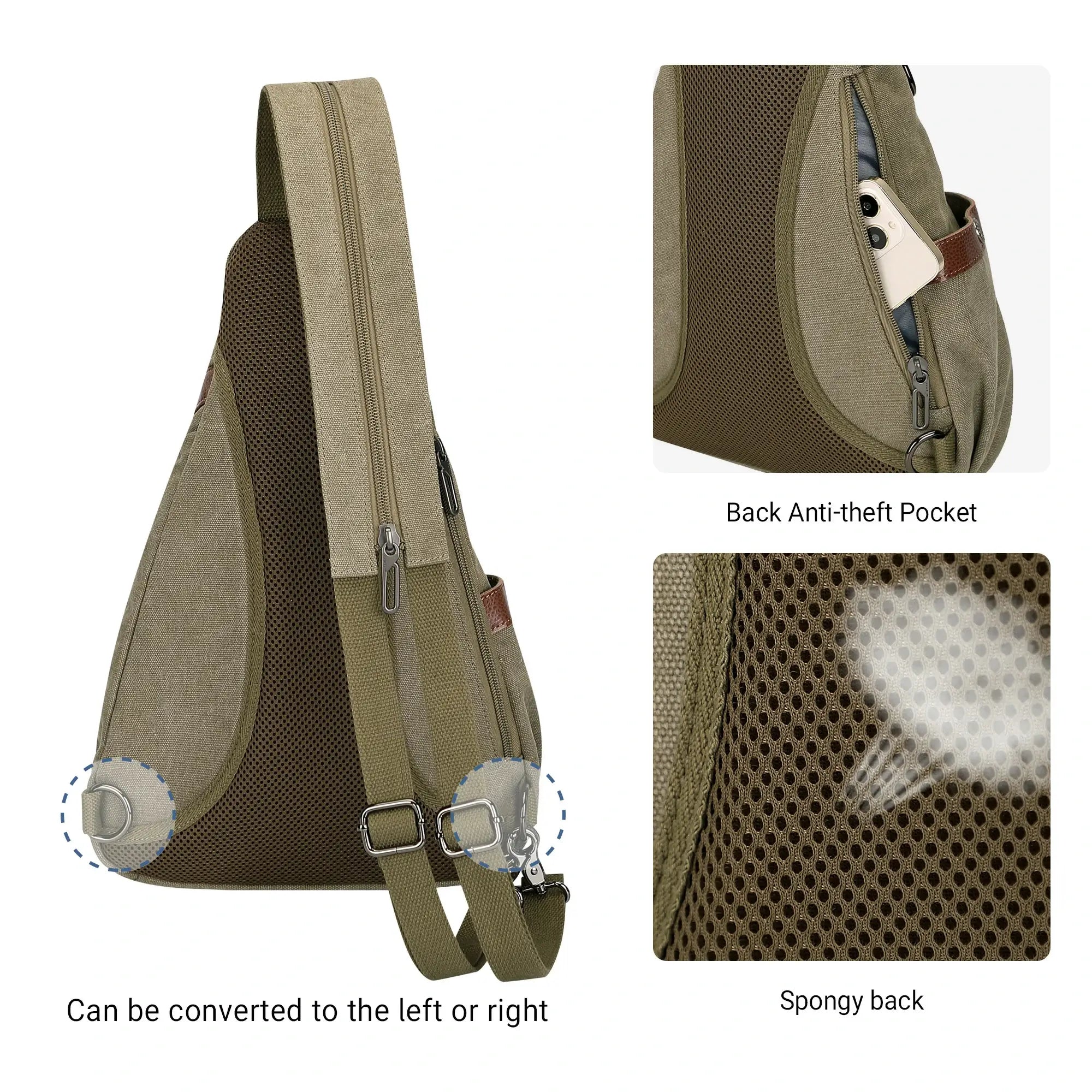 a8004 Canvas Sling Bag for Men Women #color_green