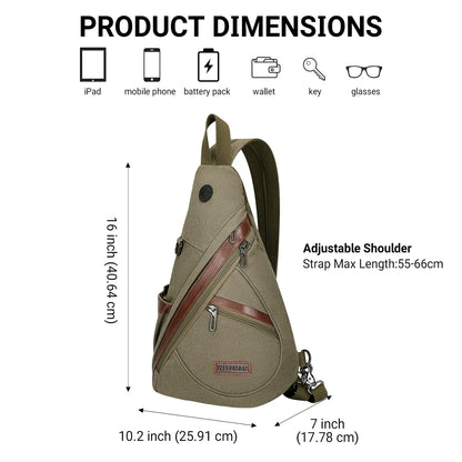 a8004 Canvas Sling Bag for Men Women #color_green