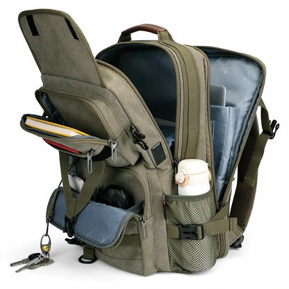 Men’s Canvas Travel Backpack TSA Vintage Carry-On Bag A8012