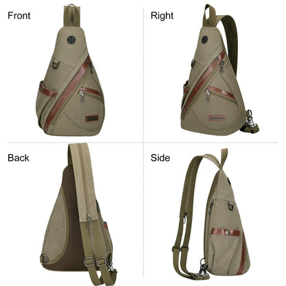 a8004 Canvas Sling Bag for Men Women #color_green