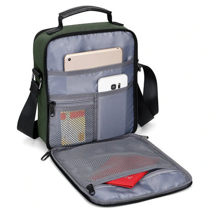 WITZMAN B708 men’s lightweight nylon crossbody bag with front MOLLE webbing - green messenger bag