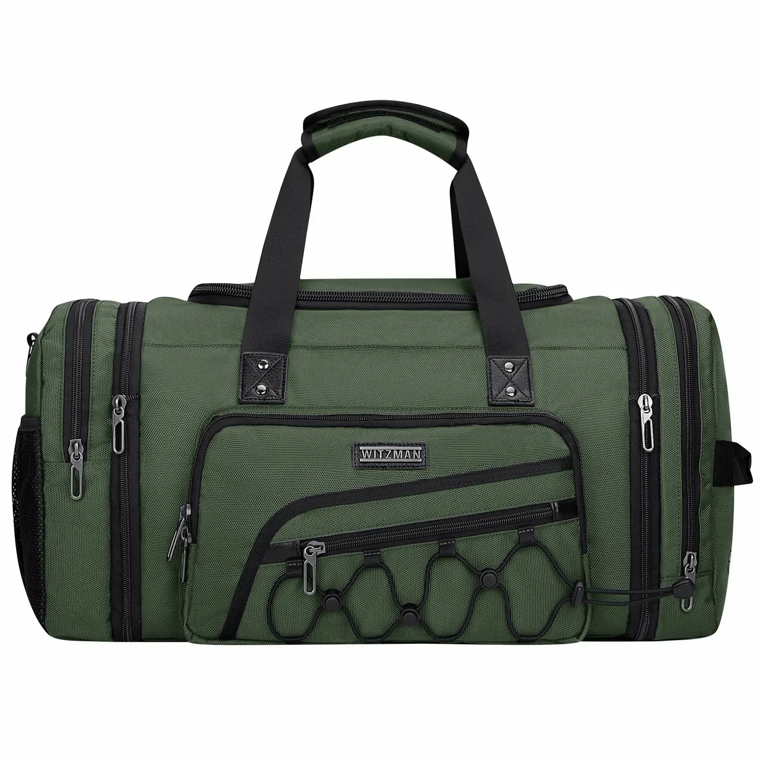 B695 WITZMAN Duffle Bag for Men Nylon Large Weekender Bag with Shoe Compartment #color_green