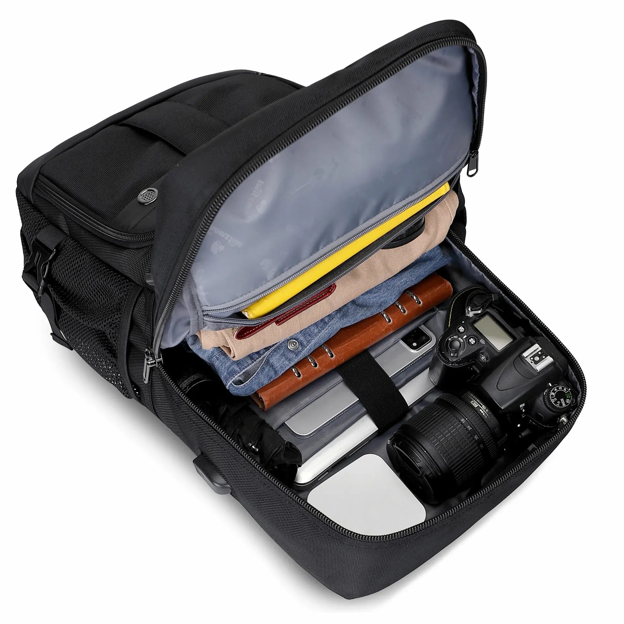 Schwarzer Reiserucksack aus Nylon für Herren 