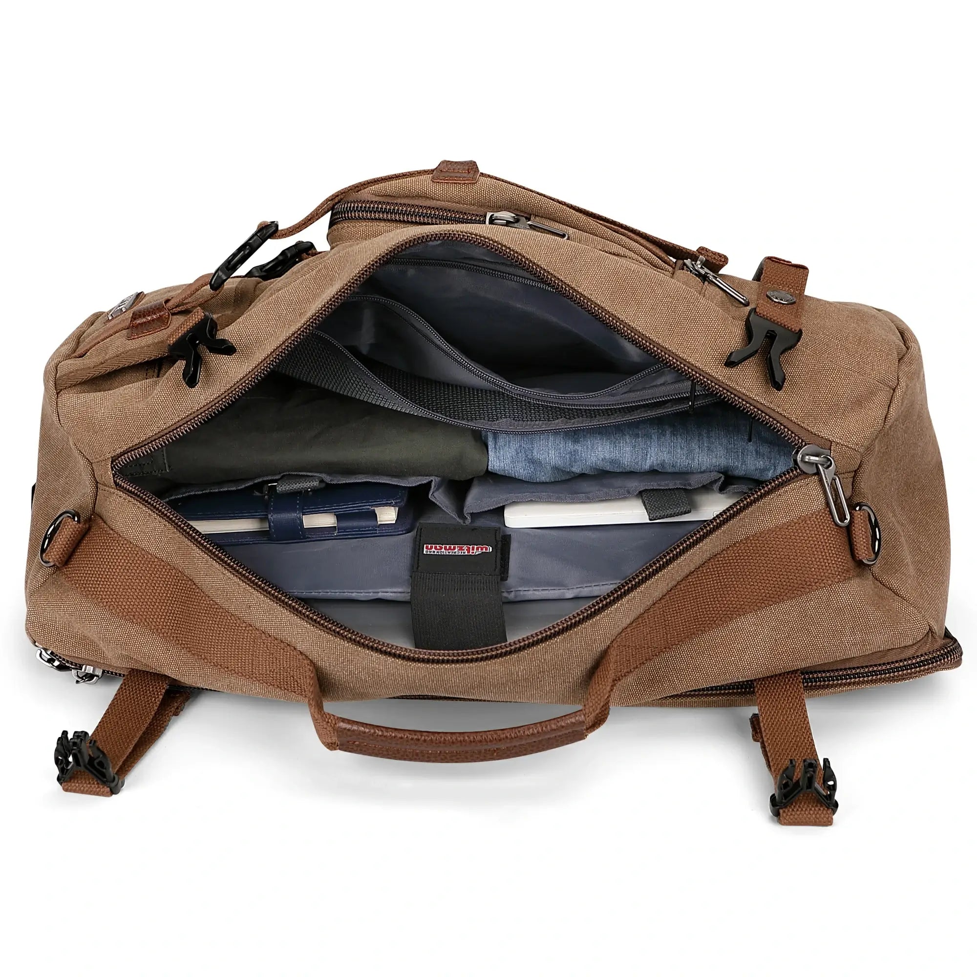 witzman best carry-on backpack for international travel backpacks brand brown bag for men weekender bag #color_brown