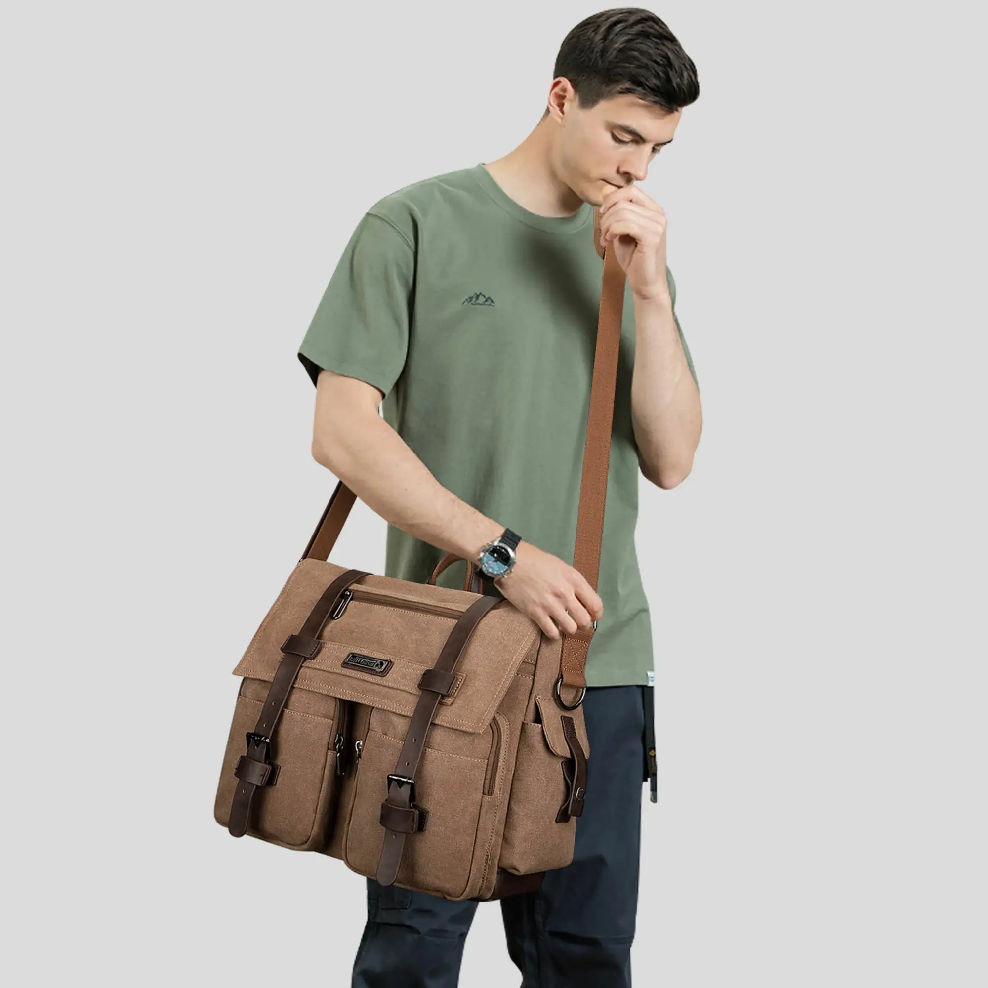 witzman vintage postman bag canvas for men business messenger bags a8007 large for men