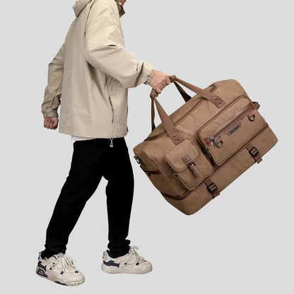 #BROWN DUFFEL BAG WITZMAN A8010 best carry-on backpack for international travel With shoe compartment