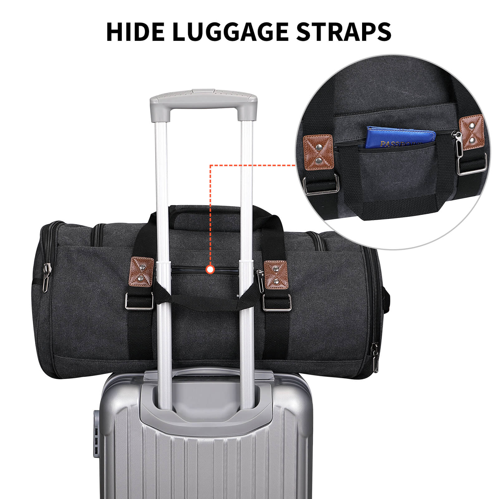 Black Canvas Large Travel Duffel Bags