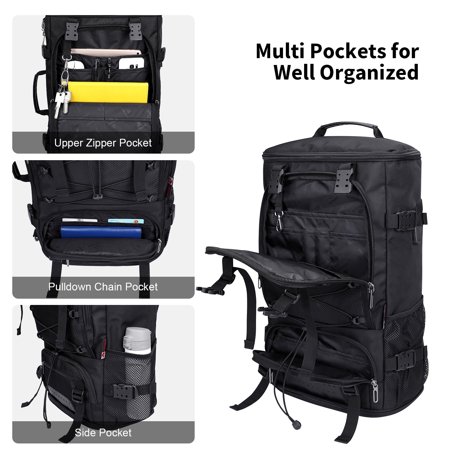 Black Nylon Travel Backpack