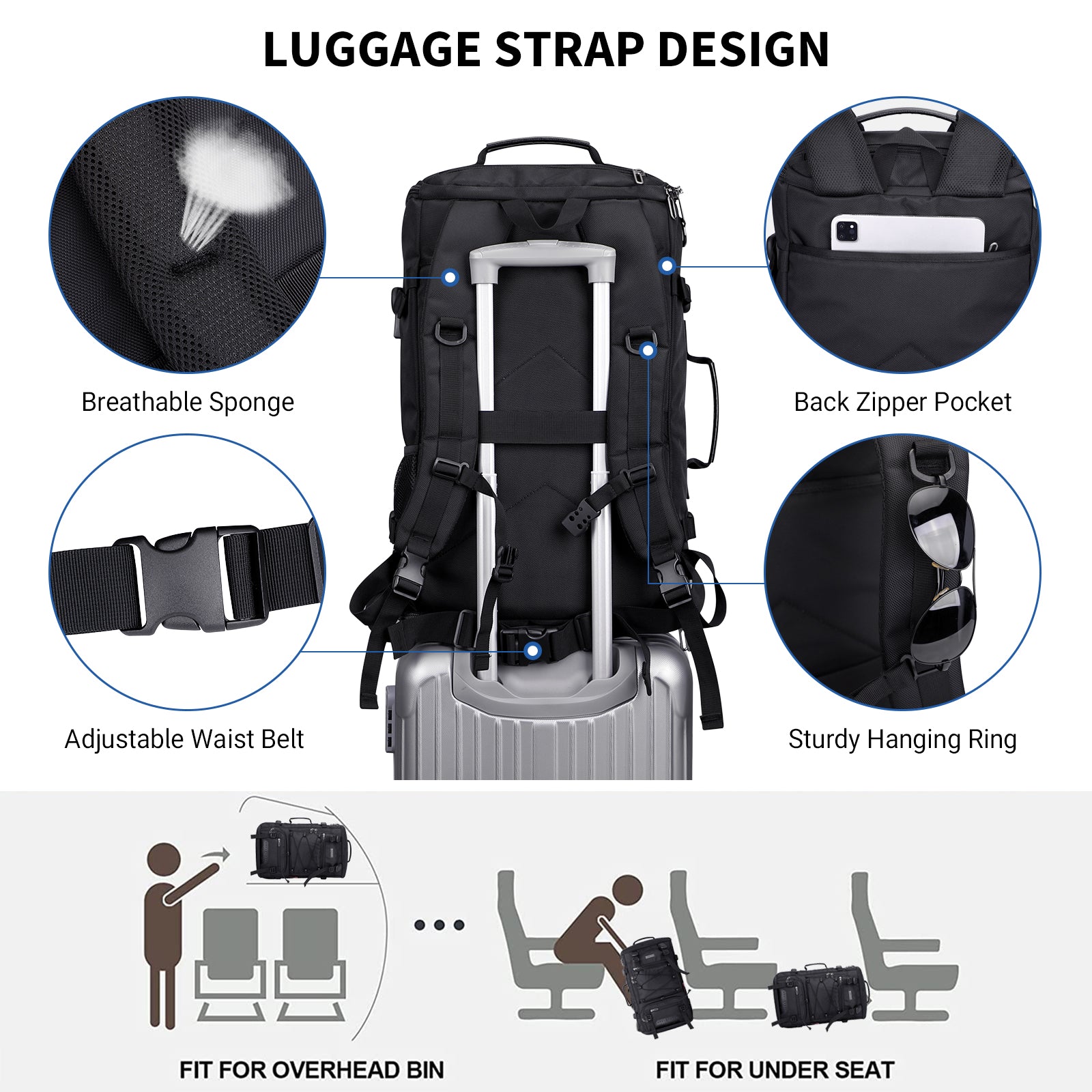 Black Nylon Travel Backpack