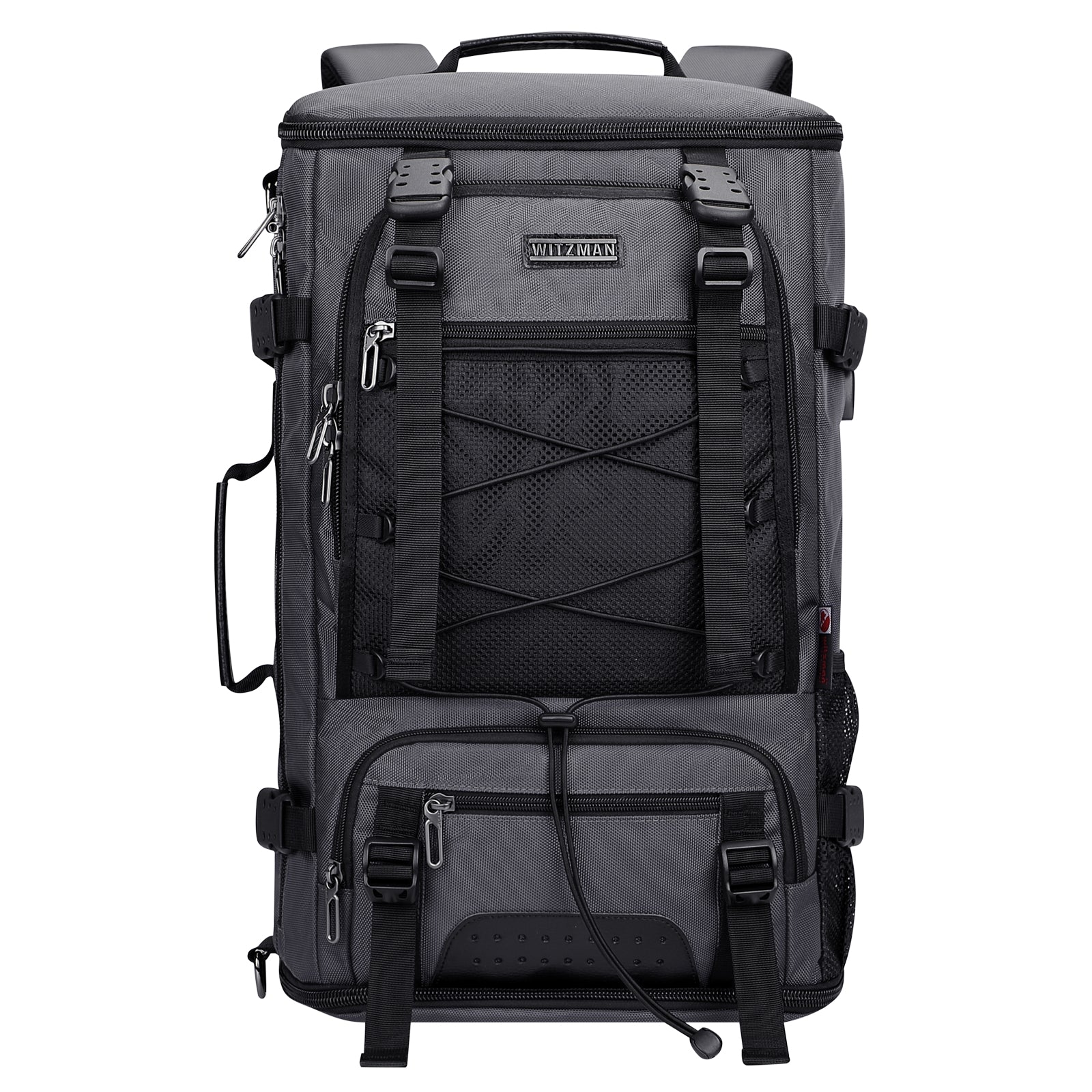 Silvery Grey Nylon Travel Backpack