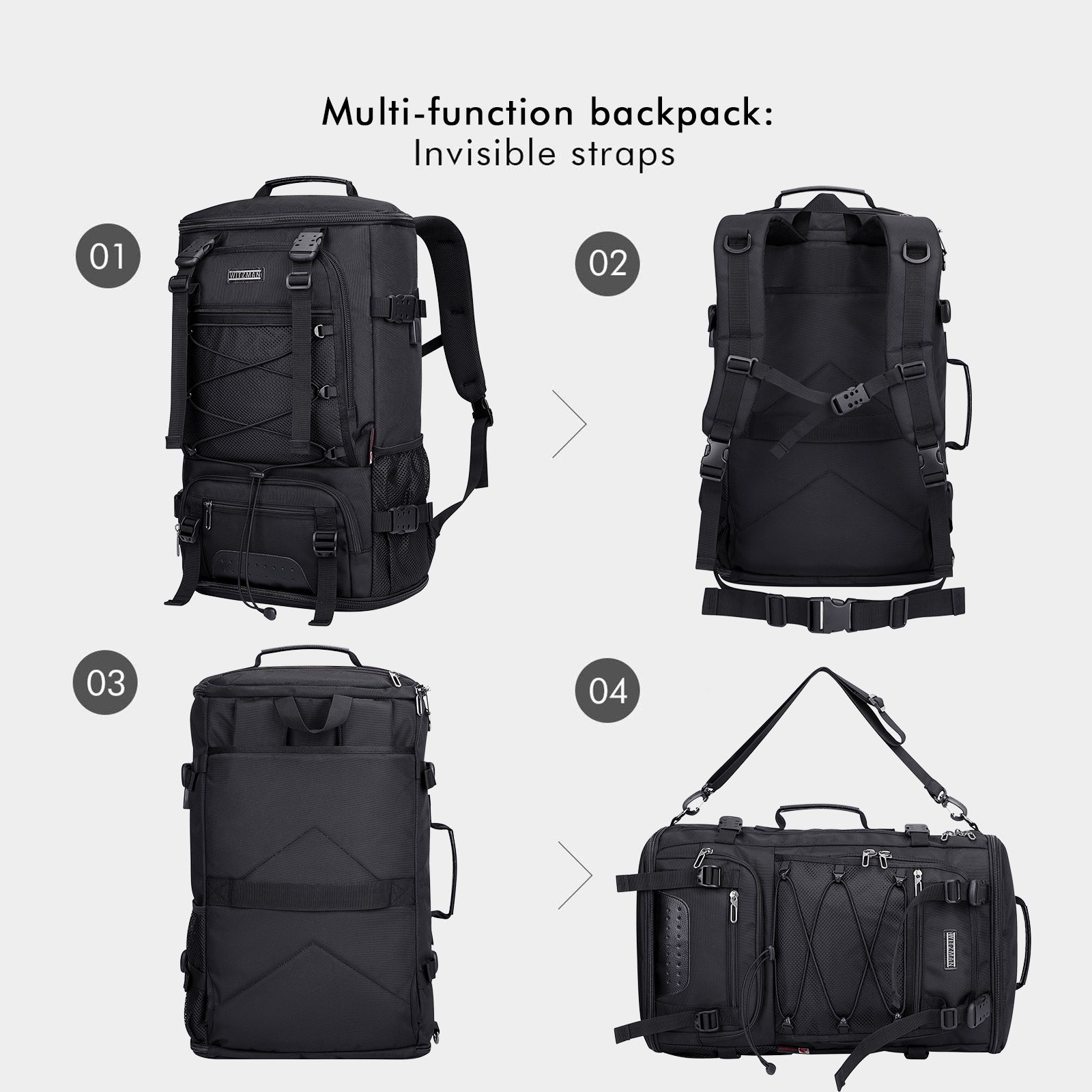 Black Nylon Travel Backpack
