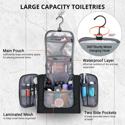 Black large toiletry bag for men