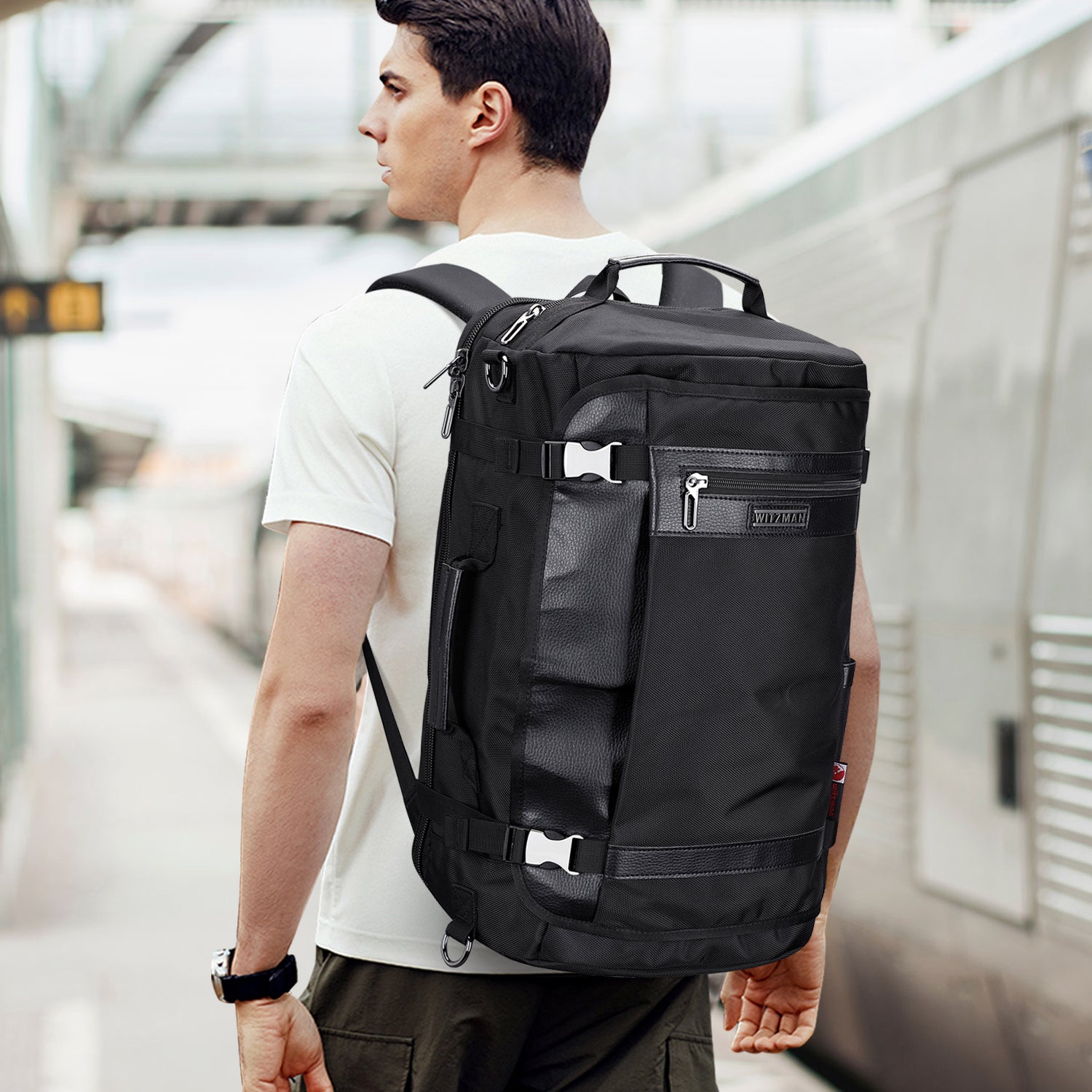 Black Nylon Travel Laptop Backpack B686 WITZMAN