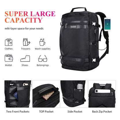 Black Nylon Travel Laptop Backpack B686 WITZMAN