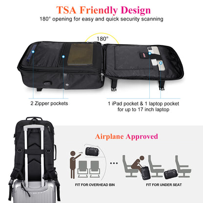 Black Nylon Travel Laptop Backpack B686 WITZMAN