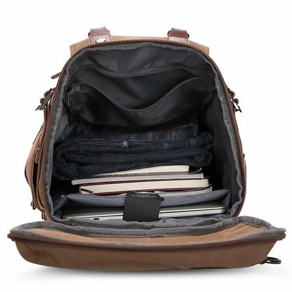 vintage Canvas Carry on Travel Backpack brown