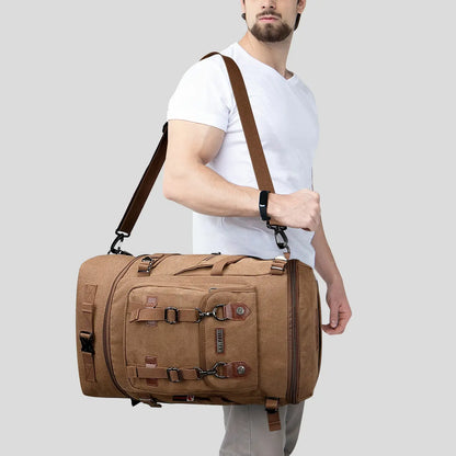 vintage Canvas Carry on Travel Backpack brown