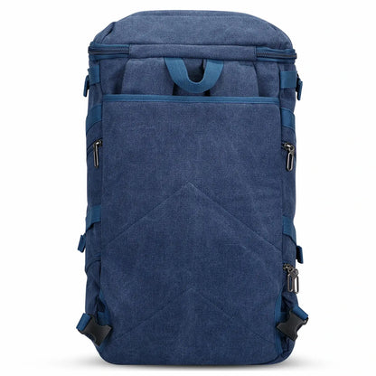 vintage Canvas Carry on Travel Backpack blue