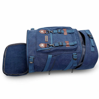 vintage Canvas Carry on Travel Backpack blue
