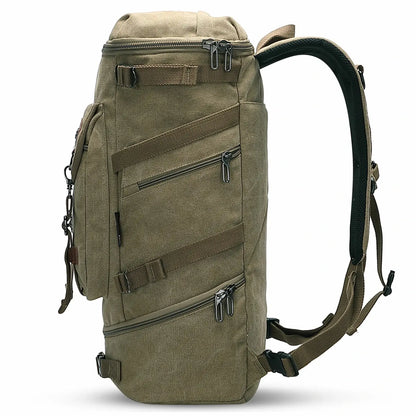 Vintage canvas travel backpack with shoe compartment and laptop sleeve – carry-on size a568-2 green