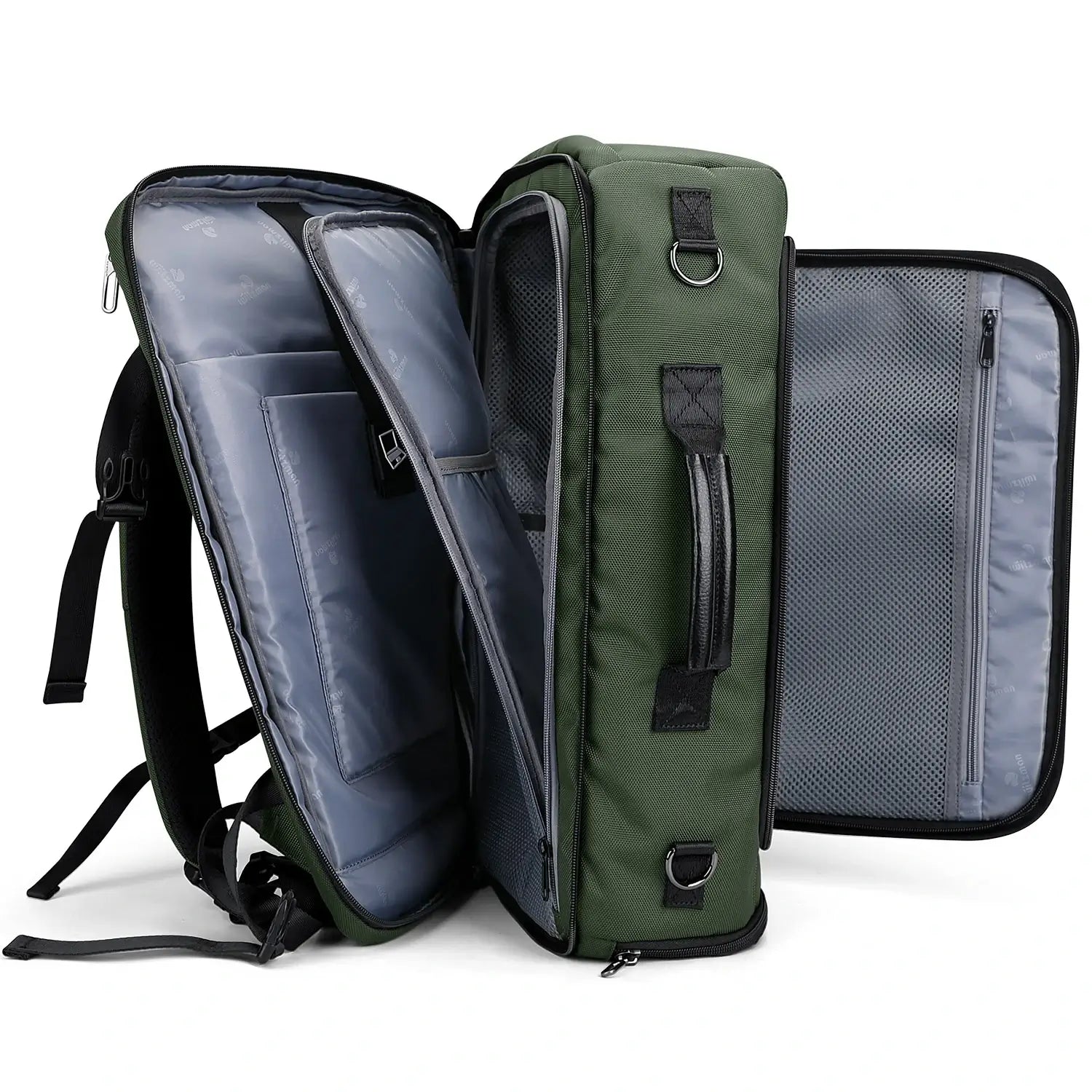 WITZMAN 35L army green travel backpack for men nylon carry on bag  open style