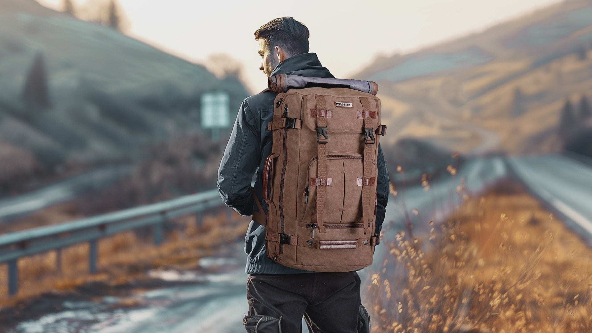 Vintage Canvas Travel Rucksack Backpack for Men A519-2