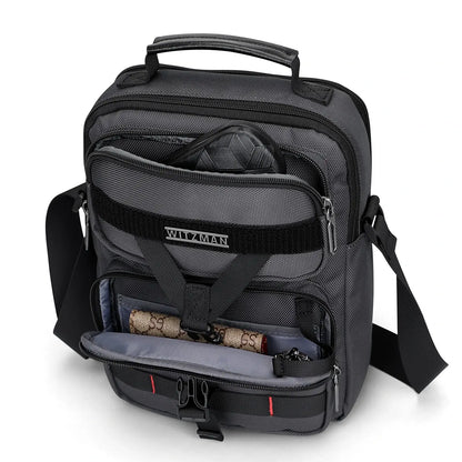 WITZMAN B707 nylon crossbody sling bag for men small travel shoulder messenger with anti-theft pocket and MOLLE webbing sliver grey