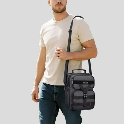 WITZMAN B707 nylon crossbody sling bag for men small travel shoulder messenger with anti-theft pocket and MOLLE webbing sliver grey