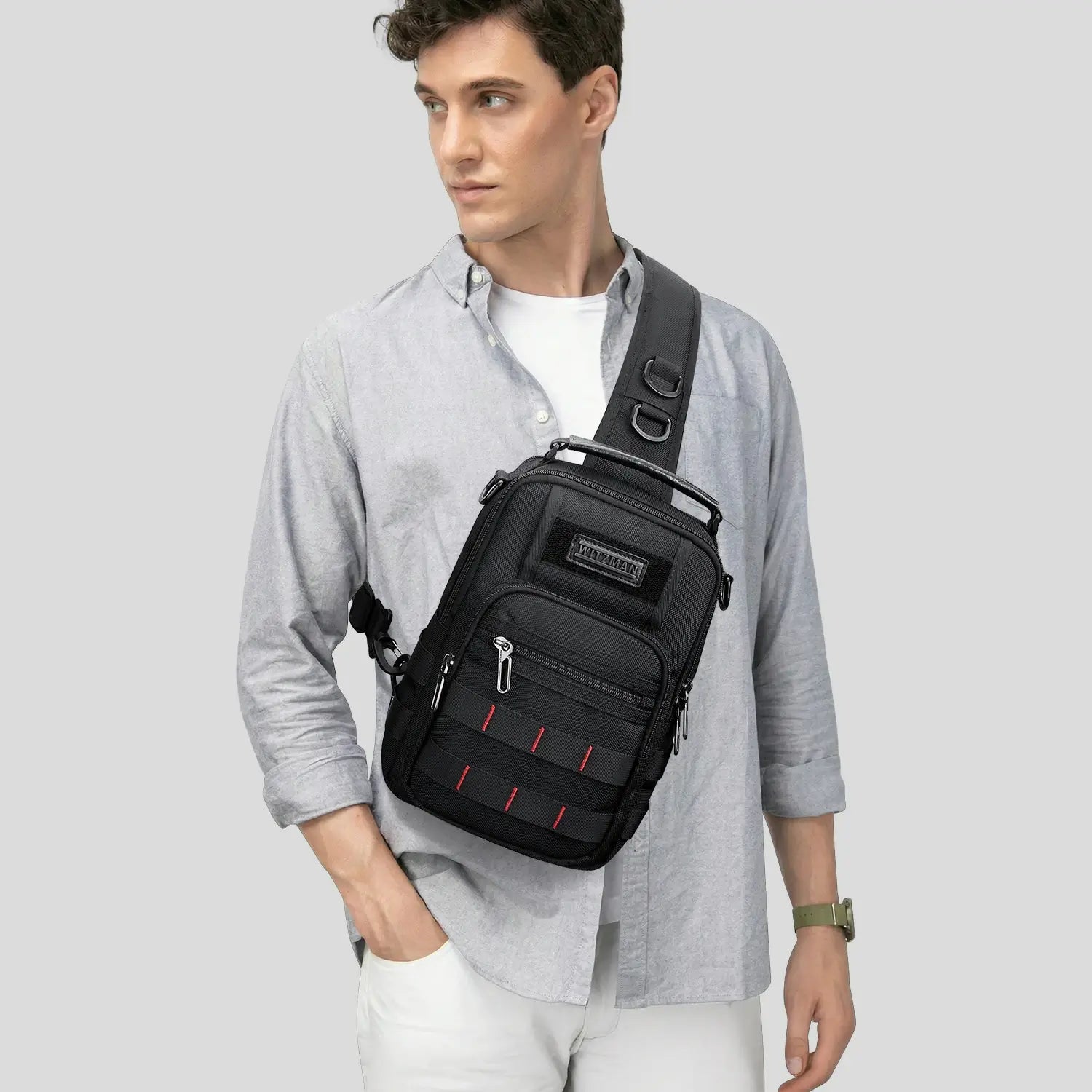 Men’s Nylon Sling Chest Bag Crossbody Casual Daily Bag B730