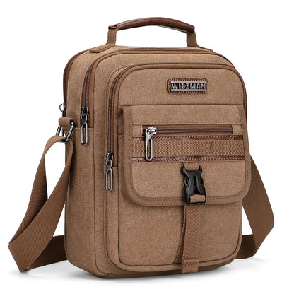WITZMAN men’s canvas crossbody bag vintage sling messenger satchel with anti-theft pocket for travel and daily use