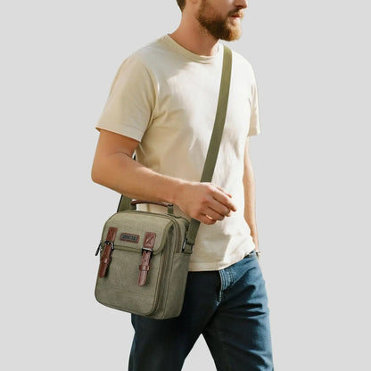 WITZMAN men’s canvas crossbody bag vintage sling messenger satchel for travel and everyday carry green bags