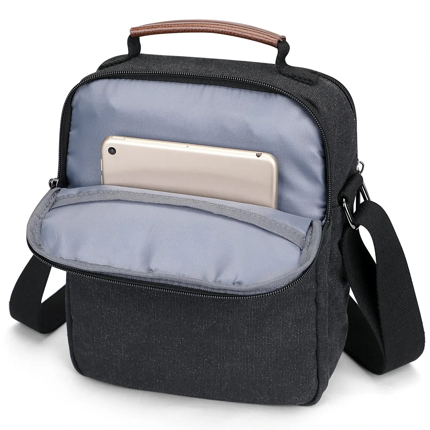 WITZMAN men’s canvas crossbody bag vintage sling messenger satchel for travel and everyday carry black bags